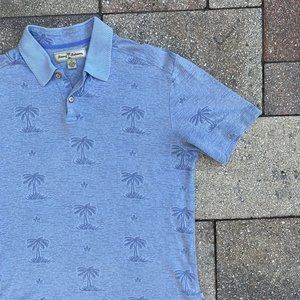 TOMMY BAHAMA Palm Trees Golf Casual Silk Cotton Polo T Shirt Size Medium